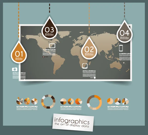 Modello di design infografico con tag cartacei. — Vettoriale Stock