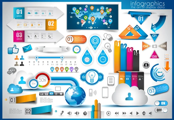 Elementos infográficos - conjunto de etiquetas de papel — Vetor de Stock