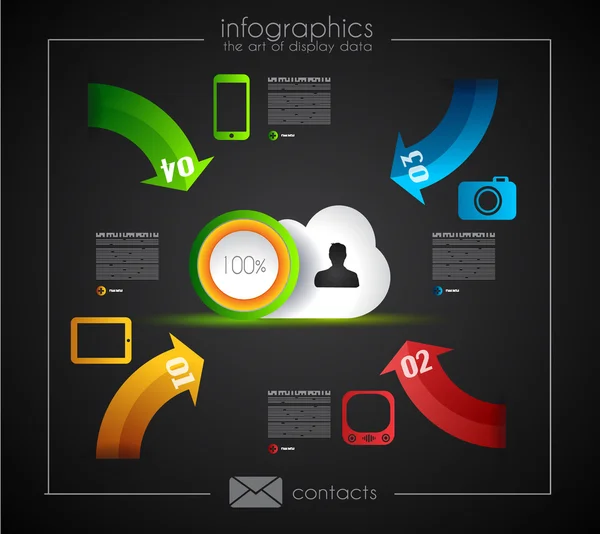 Modèle d'infographie pour la rapresentation des données Cloud Computing — Image vectorielle