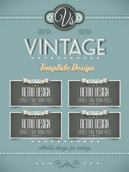 Vintage retro page template for covers
