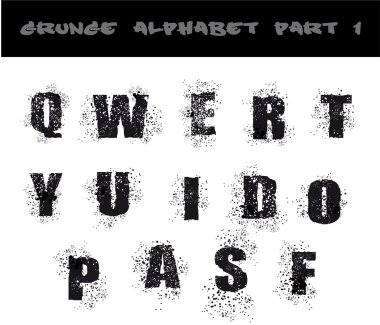 siyah grunge alfabesi