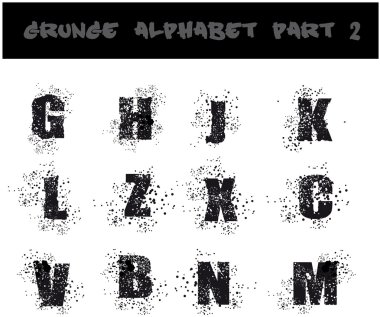 Black Grunge Alphabet clipart
