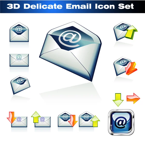 3D-E-Mails Icon gesetzt — Stockvektor