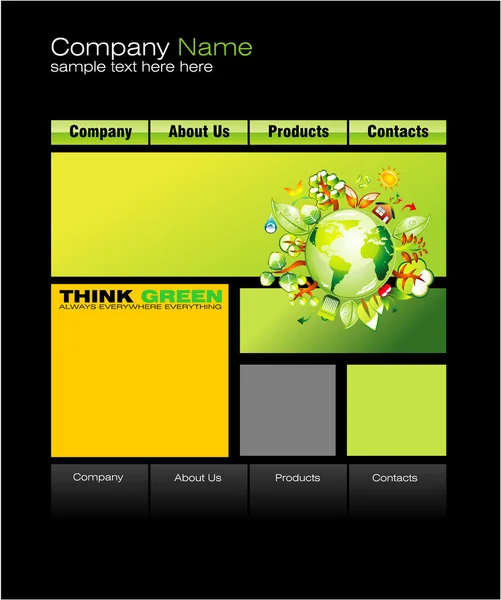 Modelo de Web Site Verde —  Vetores de Stock