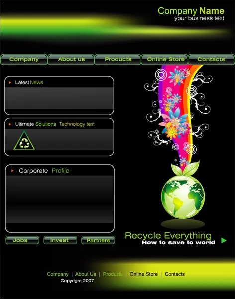 グリーン ビジネスのウェブサイトのテンプレート — ストックベクタ