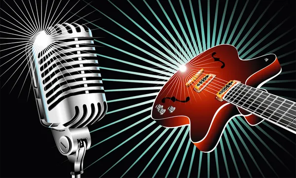 Guitare et microphone — Image vectorielle