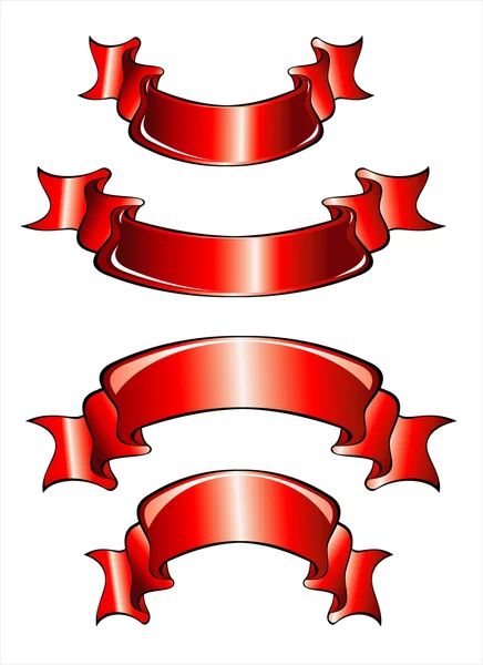 4 piros bannerek tekercsek — Stock Vector