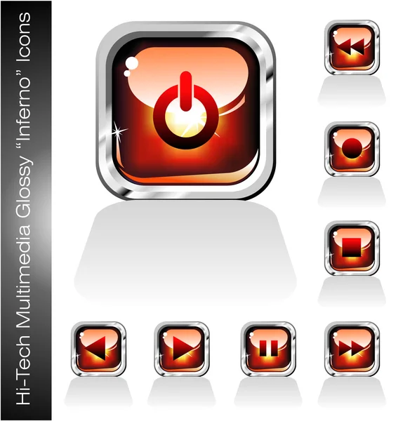 Multimedia-Player-Symbole eingestellt — Stockvektor