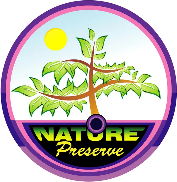 Preservação da árvore da natureza emblema — Vetor de Stock