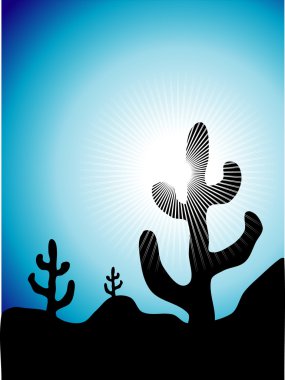 Mexican cactus landscape clipart