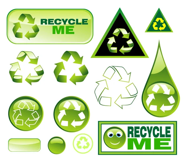 Reciclaje icono conjunto — Vector de stock