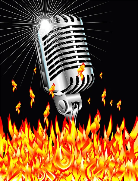 Flaming microphone — Stock Vector