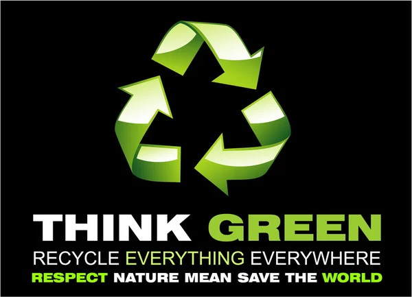 Pensare verde e riciclare Flayer — Vettoriale Stock