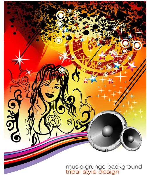 Girls Music Background — Stock Vector