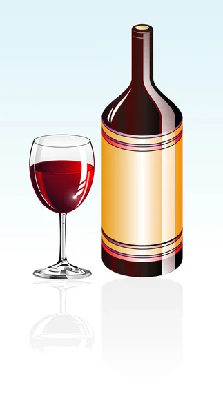 Şarap kadehi ve şişe — Stok Vektör