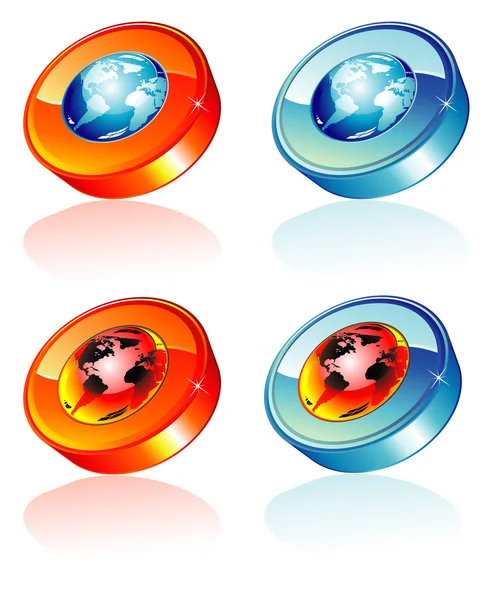 抽象的な地球ボタン — ストックベクタ
