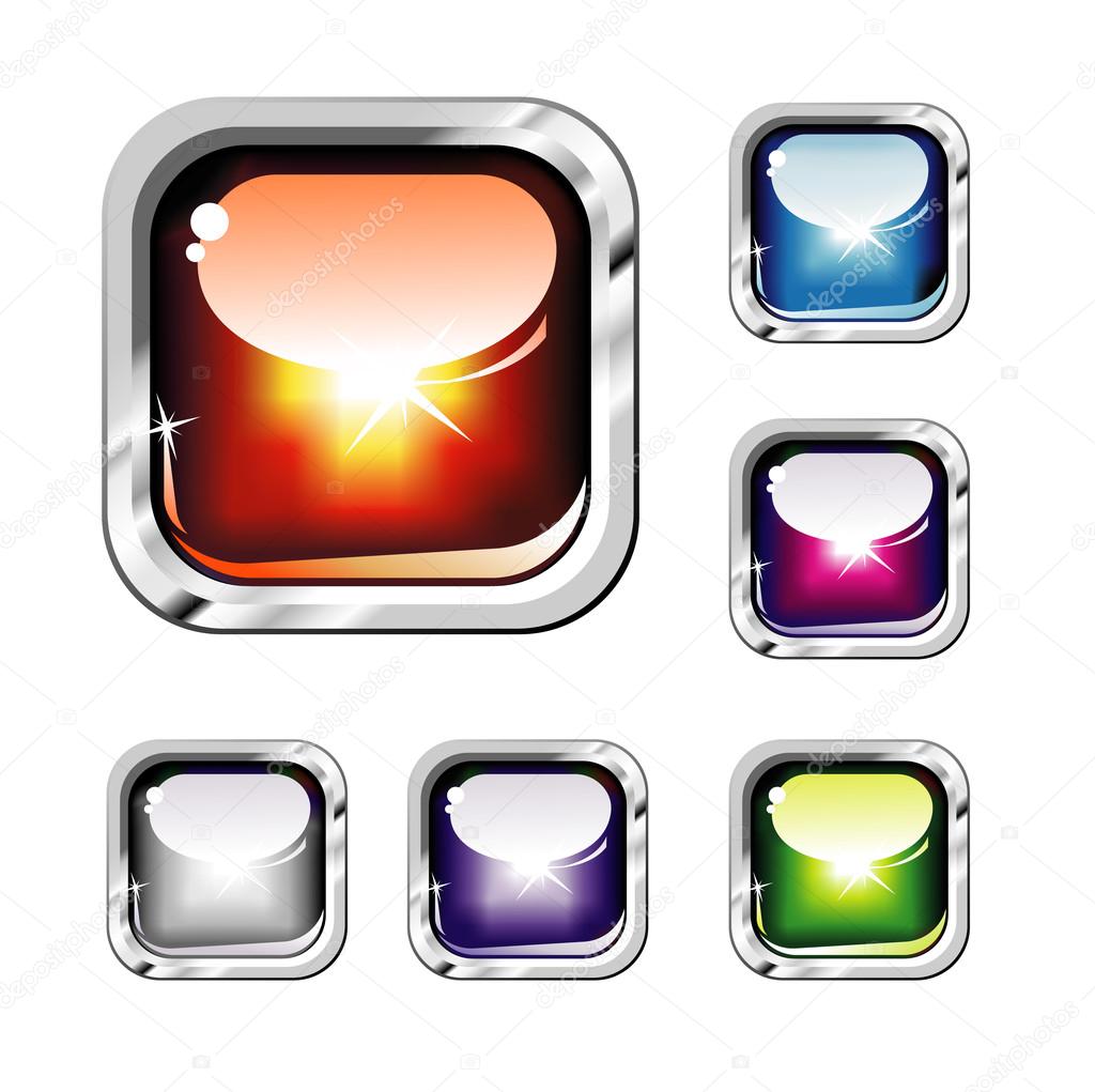 Chromed and Glossy set of Colorful Buttons