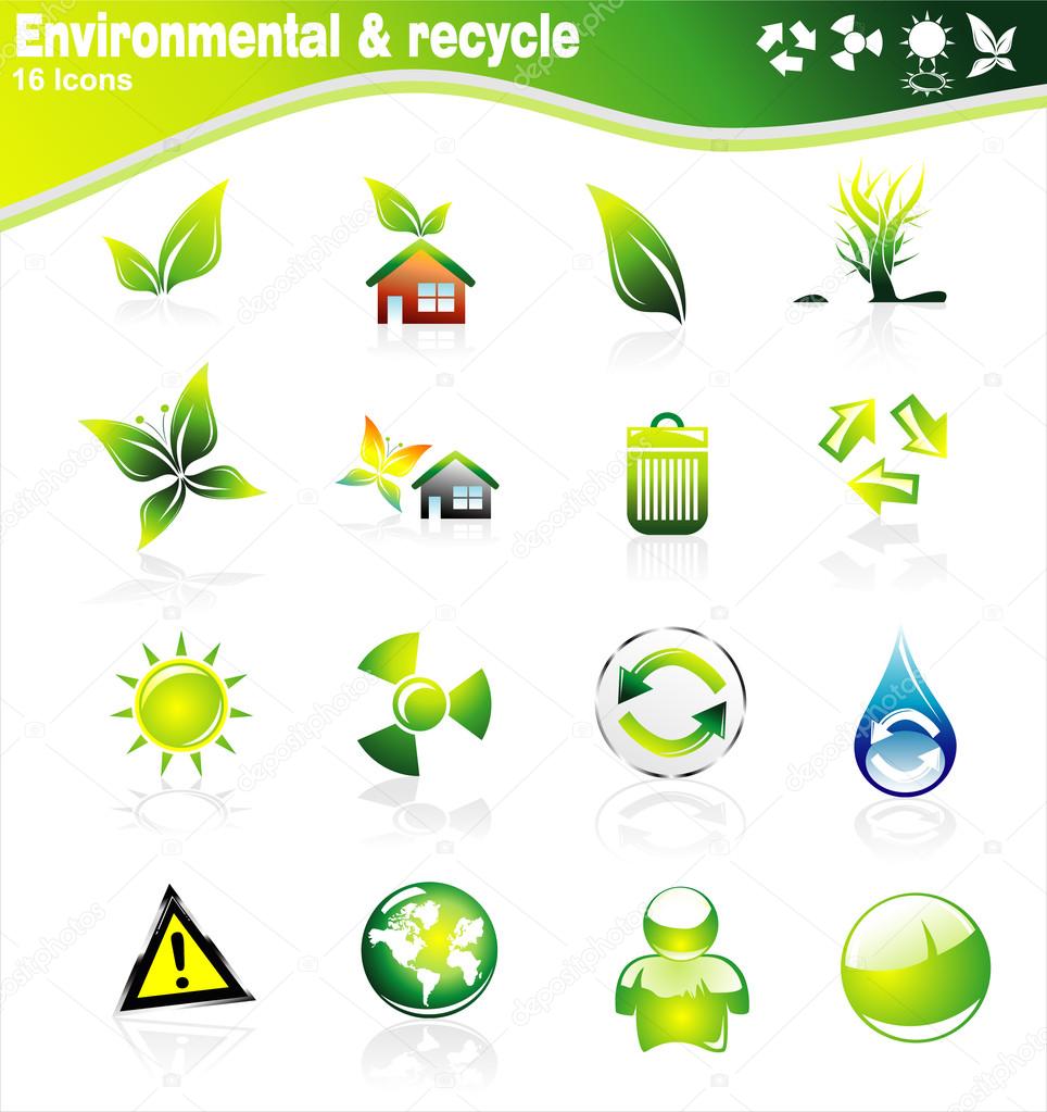 Collection of ecology and environmental icons