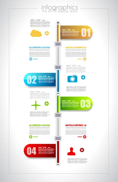 Infographic timeline design template with paper tags — Stock Vector