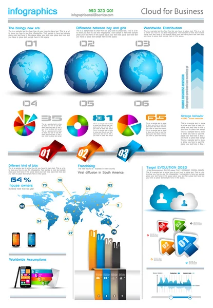 Plantilla de diseño infográfico con mapas del mundo . — Archivo Imágenes Vectoriales