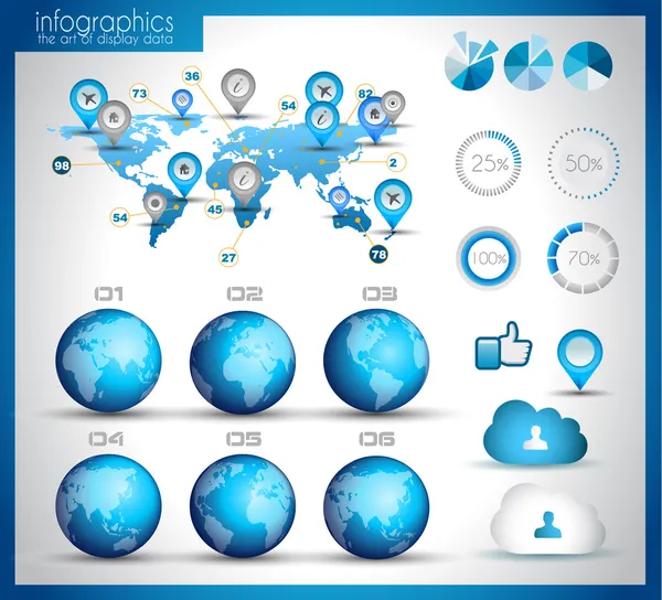 Plantilla de diseño infográfico con mapas del mundo . — Vector de stock