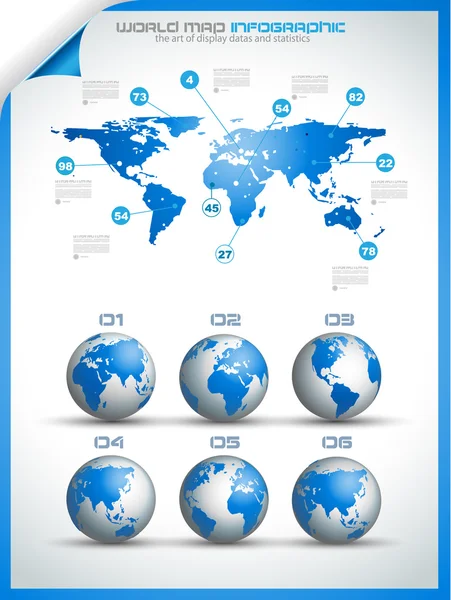 Plantilla de diseño infográfico con mapas del mundo . — Vector de stock