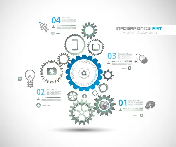 Modelo de design infográfico com corrente de engrenagem . — Vetor de Stock