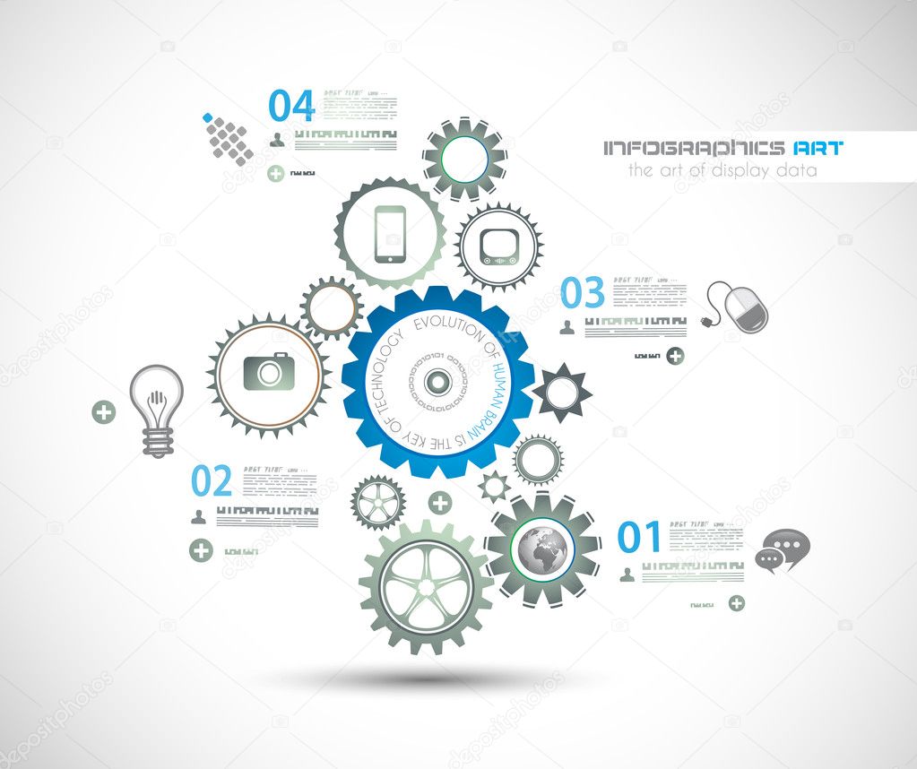 Infographic design template with gear chain.