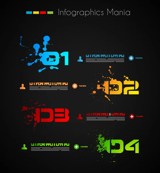 Infographic grunge design with paper tags. Ideal to display information, ranking and statistics with orginal and modern style. — Stock Vector