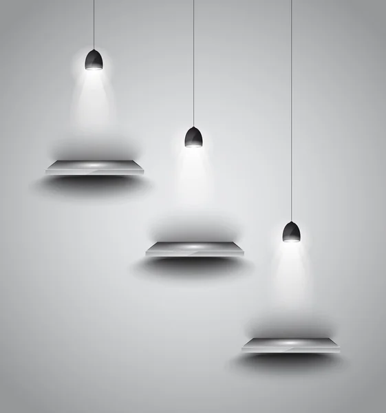 Shef avec 3 projecteurs lampe avec lumière directionnelle — Image vectorielle