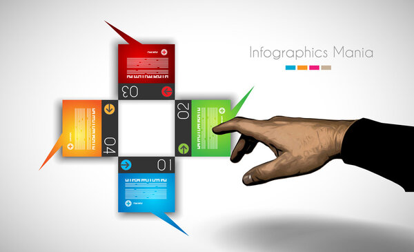 Инфографический шаблон с бумажными тегами