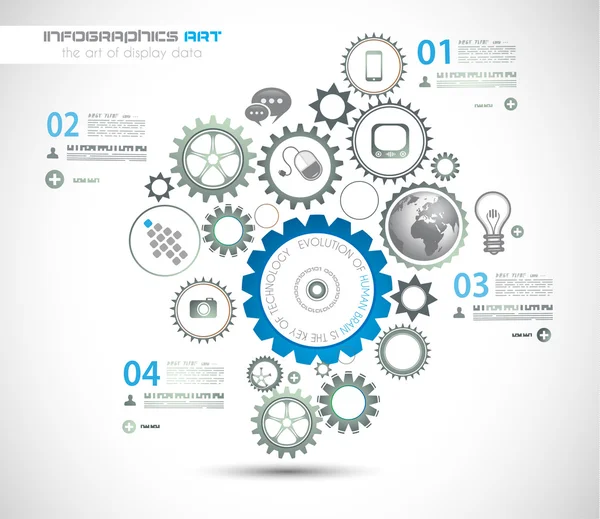 Plantilla de diseño infográfico con cadena de engranajes — Vector de stock