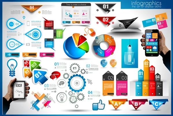 Éléments d'infographie - ensemble d'étiquettes en papier — Image vectorielle