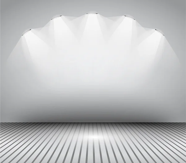 Modern interior art gallery frame design with spotlights. Stock Vector