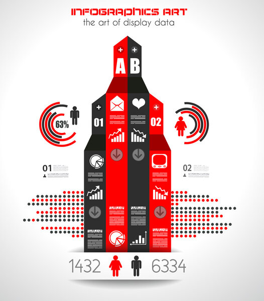 Infographic design template with paper tags.