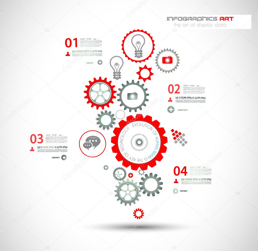 Infographic design template with gear chain.