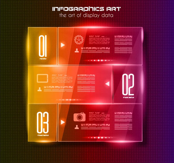 Infografische Design-Vorlage mit Glasflächen und Scheinwerfern — Stockvektor