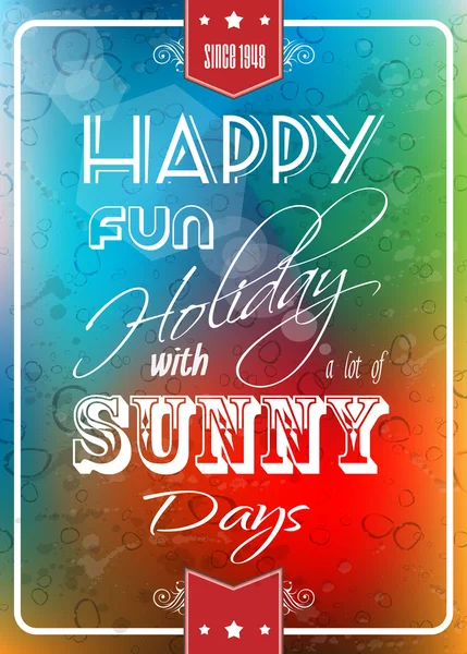 Щасливий літній плакат з барвистим фоном — стоковий вектор