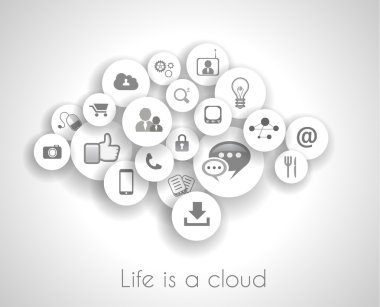 Social network life concept with cloud reference.