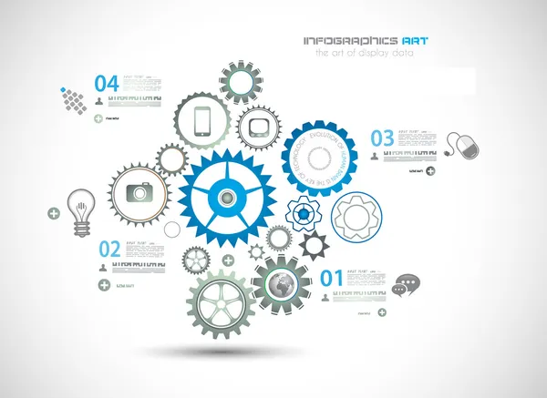 Plantilla de diseño infográfico con cadena de engranajes . — Vector de stock