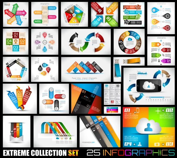 Coleção extrema de 25 Infográficos de qualidade — Vetor de Stock