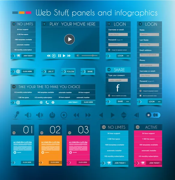 Web Design Stuff: painel de preços e infográfico — Vetor de Stock