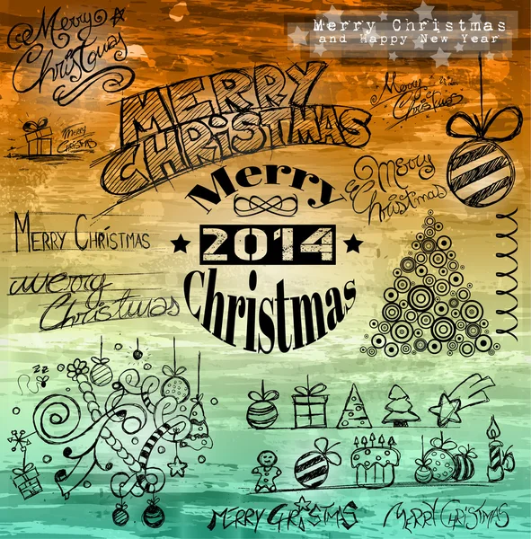 2014 クリスマス ビンテージ typograph デザイン要素 — ストックベクタ