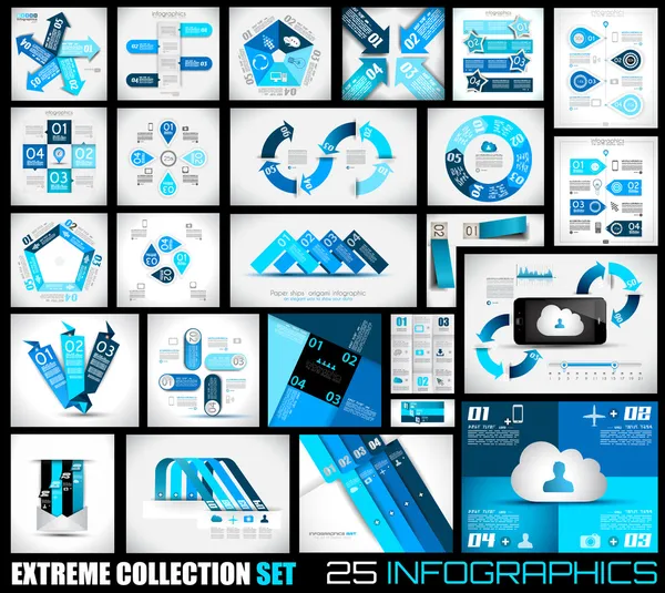 Extreme Sammlung von 25 hochwertigen Infografiken Hintergrund. — Stockvektor