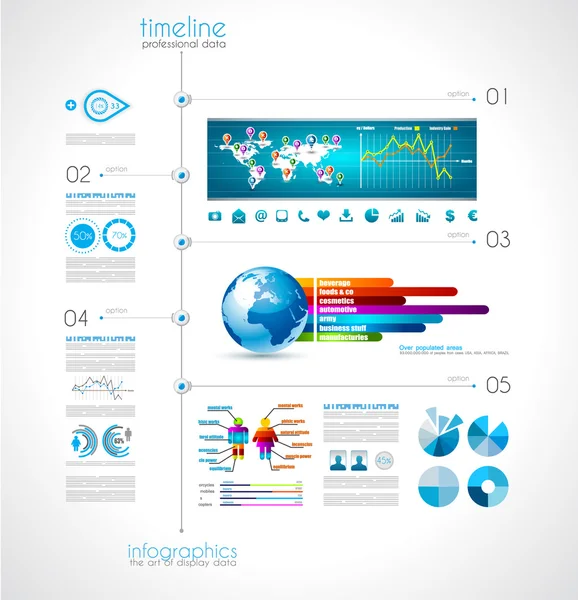 Cronología para mostrar sus datos con elementos infográficos — Vector de stock