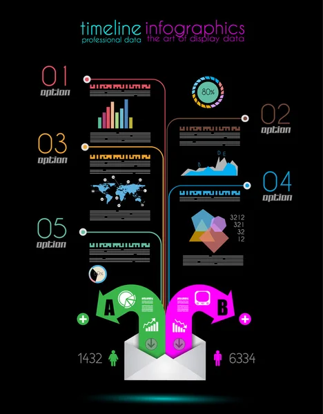 Chronologie pour afficher vos données avec des éléments Infographiques — Image vectorielle