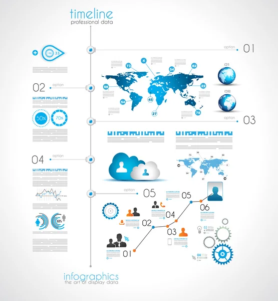 Osi czasu, aby wyświetlać dane z elementami Infographic — Wektor stockowy