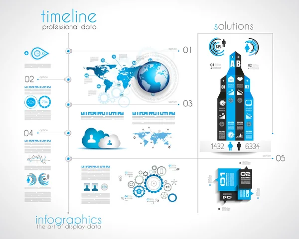 Linha do tempo para exibir seus dados com elementos do Infográfico — Vetor de Stock