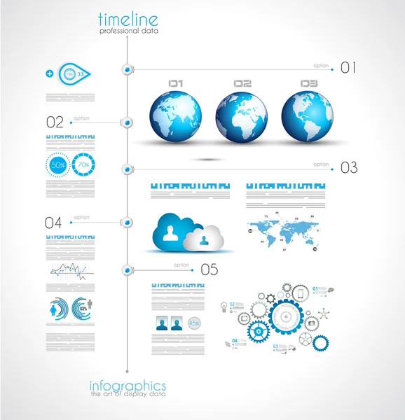 Λωρίδα χρόνου για να εμφανίζονται τα δεδομένα με Infographic στοιχεία — Διανυσματικό Αρχείο