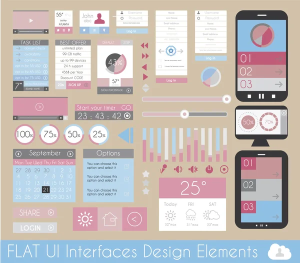 UI Elementi di design piatto per Web e Infografica — Vettoriale Stock